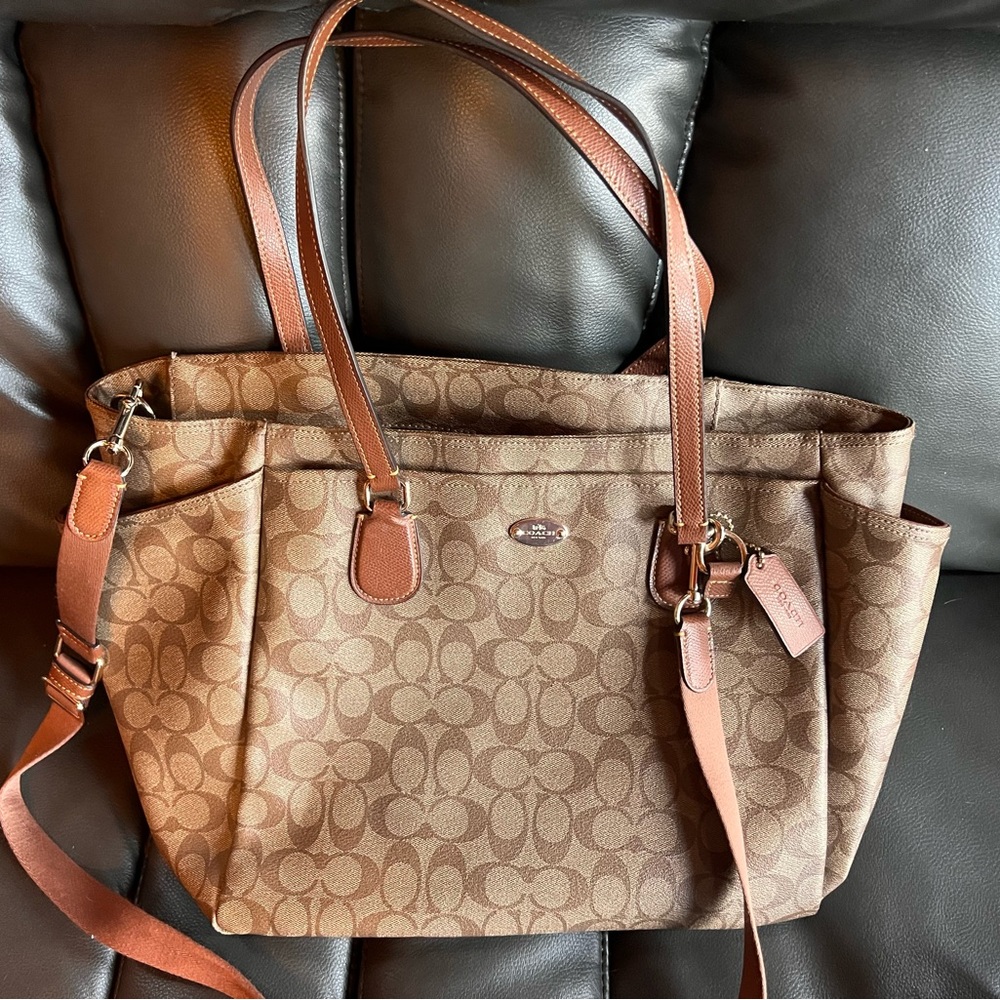 Used brown/tan Coach tote bag